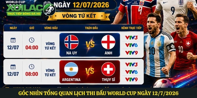 Góc nhìn tổng quan lịch thi đấu world cup ngày 12/7/2026